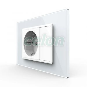 Priza simpla cu blank Livolo cu rama din sticla 3M, standard Italian, Serie noua, Prize - Intrerupatoare, Livolo, Livolo