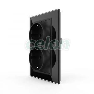 Priza Dubla Livolo cu Rama din Sticla Pentru Doza Simpla, Prize - Intrerupatoare, Livolo, Livolo