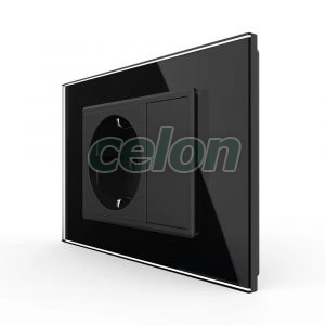 Priza simpla cu blank Livolo cu rama din sticla 3M, standard Italian, Serie noua, Prize - Intrerupatoare, Livolo, Livolo