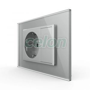 Priza simpla cu blank Livolo cu rama din sticla 3M, standard Italian, Serie noua, Prize - Intrerupatoare, Livolo, Livolo