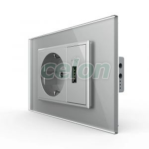 Priza simpla cu USB Livolo standard italian, Prize - Intrerupatoare, Livolo, Livolo