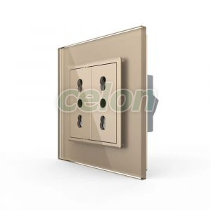 Priza dubla module inguste Livolo cu rama din sticla - standard german, Prize - Intrerupatoare, Livolo, Livolo
