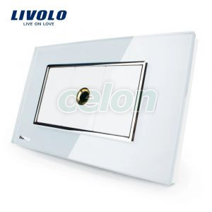 Priza cu mufa pentru microfon Livolo cu rama din sticla - standard italian, Prize - Intrerupatoare, Livolo, Livolo