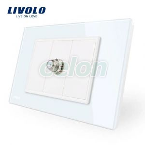 Priza TV satelit Livolo cu rama din sticla - standard italian, Prize - Intrerupatoare, Livolo, Livolo