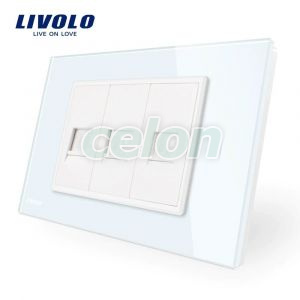 Priza telefon+dubla internet Livolo cu rama din sticla - standard italian, Prize - Intrerupatoare, Livolo, Livolo
