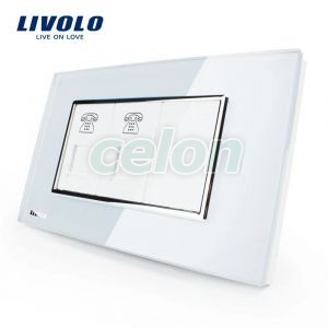 Priza dubla Telefon Livolo cu rama din sticla - standard italian, Prize - Intrerupatoare, Livolo, Livolo