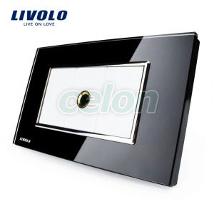 Priza cu mufa pentru microfon Livolo cu rama din sticla - standard italian, Prize - Intrerupatoare, Livolo, Livolo