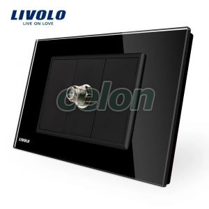 Priza TV satelit Livolo cu rama din sticla - standard italian, Prize - Intrerupatoare, Livolo, Livolo