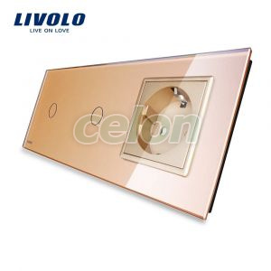 Intrerupator LIVOLO simplu+simplu cu touch si priza din sticla, Prize - Intrerupatoare, Livolo, Livolo
