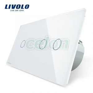 Intrerupator simplu + dublu cu touch Livolo din sticla, Prize - Intrerupatoare, Livolo, Livolo
