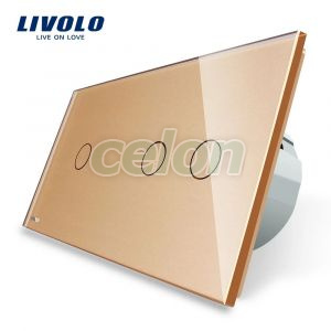 Intrerupator simplu + dublu cu touch Livolo din sticla, Prize - Intrerupatoare, Livolo, Livolo