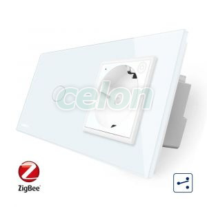 Intrerupator simplu cap scara / cap cruce ZigBee + priza simpla Livolo ZigBee, Rama din sticla, Control de pe telefon, Prize - Intrerupatoare, Livolo, Livolo