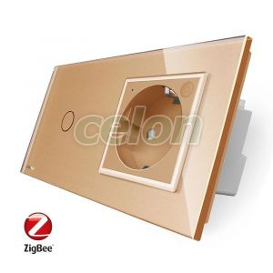 Intrerupator simplu ZigBee + priza simpla ZigBee, Livolo cu rama din sticla, Control de pe telefon, Prize - Intrerupatoare, Livolo, Livolo