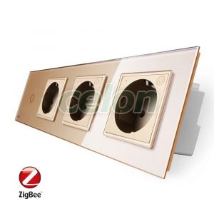 Intrerupator simplu ZigBee + Priza tripla LIVOLO ZigBee cu touch din sticla, Control de pe telefon, Prize - Intrerupatoare, Livolo, Livolo