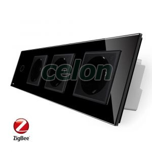 Intrerupator simplu ZigBee + Priza tripla LIVOLO ZigBee cu touch din sticla, Control de pe telefon, Prize - Intrerupatoare, Livolo, Livolo