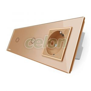 Intrerupator LIVOLO simplu+simplu ZigBee cu touch si priza din sticla ZigBee, Control de pe telefon, Prize - Intrerupatoare, Livolo, Livolo