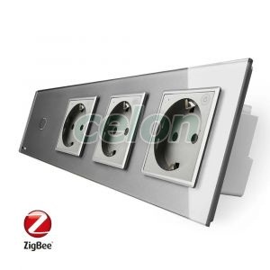 Intrerupator simplu ZigBee + Priza tripla LIVOLO ZigBee cu touch din sticla, Control de pe telefon, Prize - Intrerupatoare, Livolo, Livolo