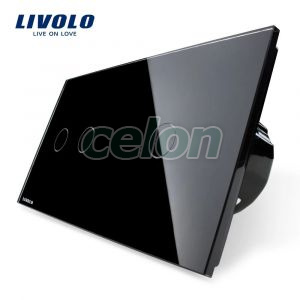 Intrerupator dublu + simplu cu touch Livolo din sticla, Prize - Intrerupatoare, Livolo, Livolo