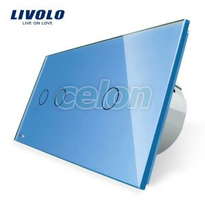 Intrerupator dublu + simplu cu touch Livolo din sticla, Prize - Intrerupatoare, Livolo, Livolo