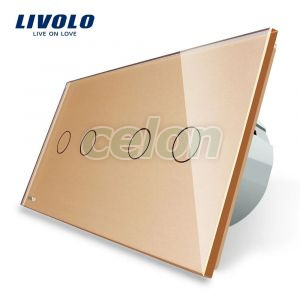Intrerupator dublu + dublu cu touch Livolo din sticla, Prize - Intrerupatoare, Livolo, Livolo