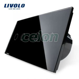 Intrerupator dublu + dublu cu touch Livolo din sticla, Prize - Intrerupatoare, Livolo, Livolo