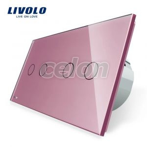 Intrerupator dublu + dublu cu touch Livolo din sticla, Prize - Intrerupatoare, Livolo, Livolo