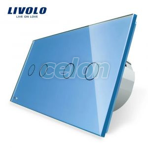 Intrerupator dublu + dublu cu touch Livolo din sticla, Prize - Intrerupatoare, Livolo, Livolo
