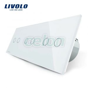 Intrerupator dublu+dublu+dublu cu touch Livolo din sticla, Prize - Intrerupatoare, Livolo, Livolo