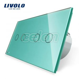 Intrerupator dublu + dublu cu touch Livolo din sticla, Prize - Intrerupatoare, Livolo, Livolo