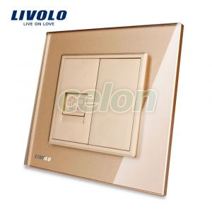 Priza internet Livolo cu rama din sticla, Prize - Intrerupatoare, Livolo, Livolo