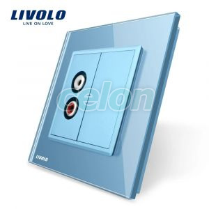 Priza simpla audio Livolo cu rama din sticla, Prize - Intrerupatoare, Livolo, Livolo