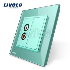 Priza simpla audio Livolo cu rama din sticla, Prize - Intrerupatoare, Livolo, Livolo