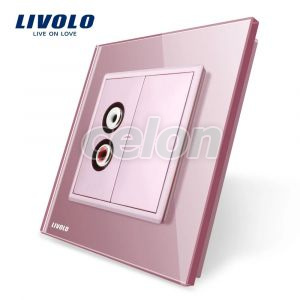 Priza simpla audio Livolo cu rama din sticla, Prize - Intrerupatoare, Livolo, Livolo