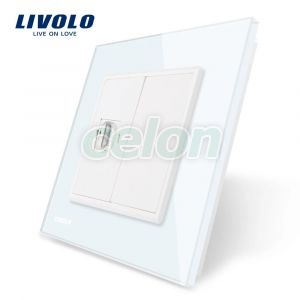 Priza simpla HDMI Livolo cu rama din sticla, Prize - Intrerupatoare, Livolo, Livolo
