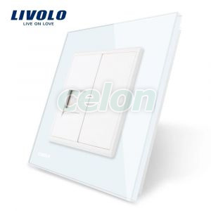 Priza internet Livolo cu rama din sticla, Prize - Intrerupatoare, Livolo, Livolo