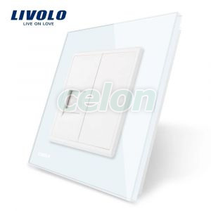 Priza simpla Telefon Livolo cu rama din sticla, Prize - Intrerupatoare, Livolo, Livolo