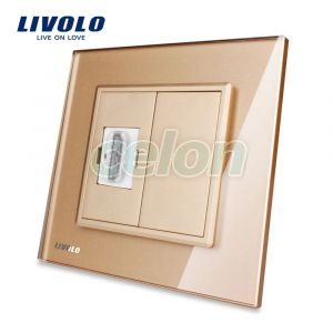 Priza simpla HDMI Livolo cu rama din sticla, Prize - Intrerupatoare, Livolo, Livolo