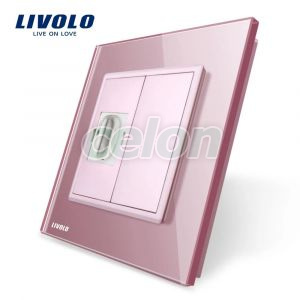 Priza simpla HDMI Livolo cu rama din sticla, Prize - Intrerupatoare, Livolo, Livolo