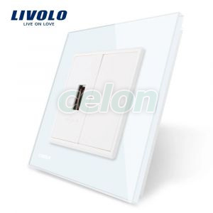 Priza USB Livolo cu rama din sticla, Prize - Intrerupatoare, Livolo, Livolo