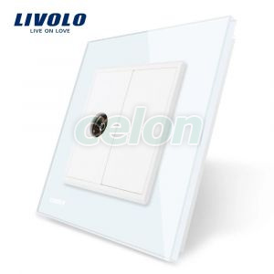 Priza simpla TV Livolo cu rama din sticla, Prize - Intrerupatoare, Livolo, Livolo