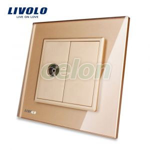 Priza simpla TV Livolo cu rama din sticla, Prize - Intrerupatoare, Livolo, Livolo