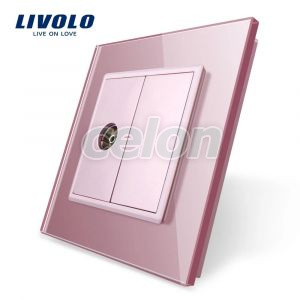 Priza simpla TV Livolo cu rama din sticla, Prize - Intrerupatoare, Livolo, Livolo