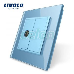Priza simpla TV Livolo cu rama din sticla, Prize - Intrerupatoare, Livolo, Livolo