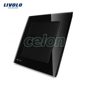 Priza dubla Telefon + Priza internet Livolo cu rama din sticla, Prize - Intrerupatoare, Livolo, Livolo