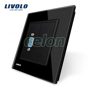 Priza cu mufa VGA mama Livolo cu rama din sticla, Prize - Intrerupatoare, Livolo, Livolo