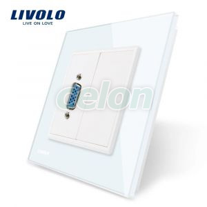 Priza cu mufa VGA mama Livolo cu rama din sticla, Prize - Intrerupatoare, Livolo, Livolo