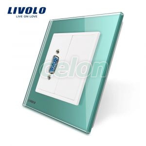 Priza cu mufa VGA mama Livolo cu rama din sticla, Prize - Intrerupatoare, Livolo, Livolo