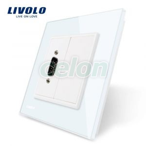 Priza cu mufa VGA tata 15 pini Livolo cu rama din sticla, Prize - Intrerupatoare, Livolo, Livolo