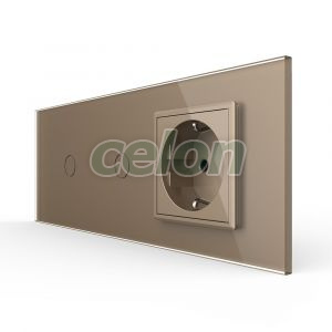 Intrerupator Simplu + Simplu + Priza LIVOLO cu Rama Din Sticla, Standard Italian, 6M, Prize - Intrerupatoare, Livolo, Livolo