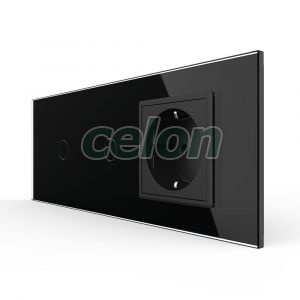 Intrerupator Simplu + Simplu + Priza LIVOLO cu Rama Din Sticla, Standard Italian, 6M, Prize - Intrerupatoare, Livolo, Livolo